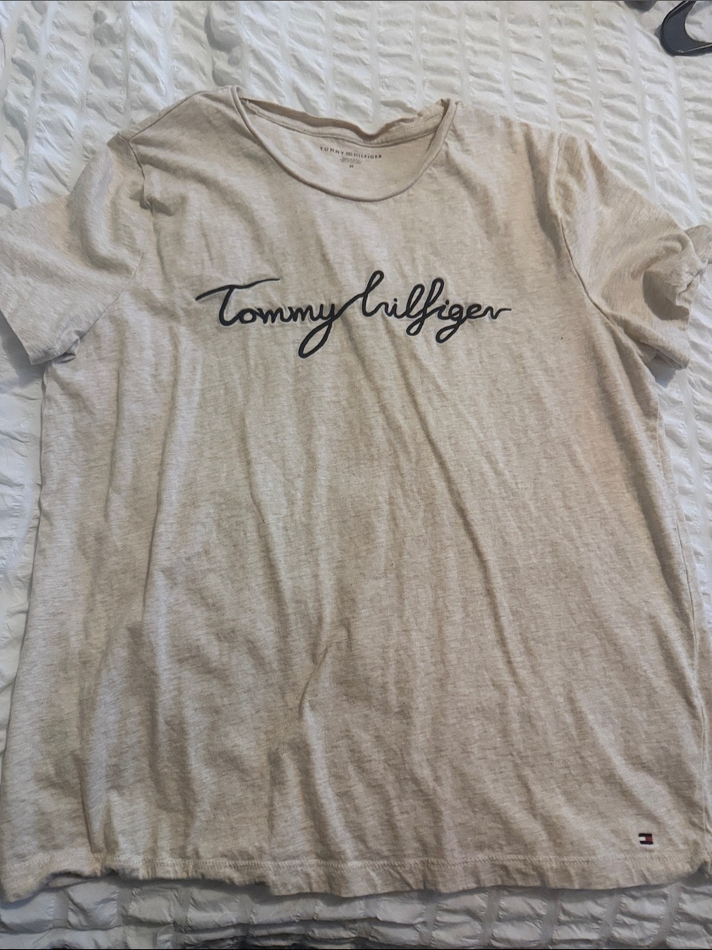Tommy Hilfiger Beige Short Sleeve Logo Tee